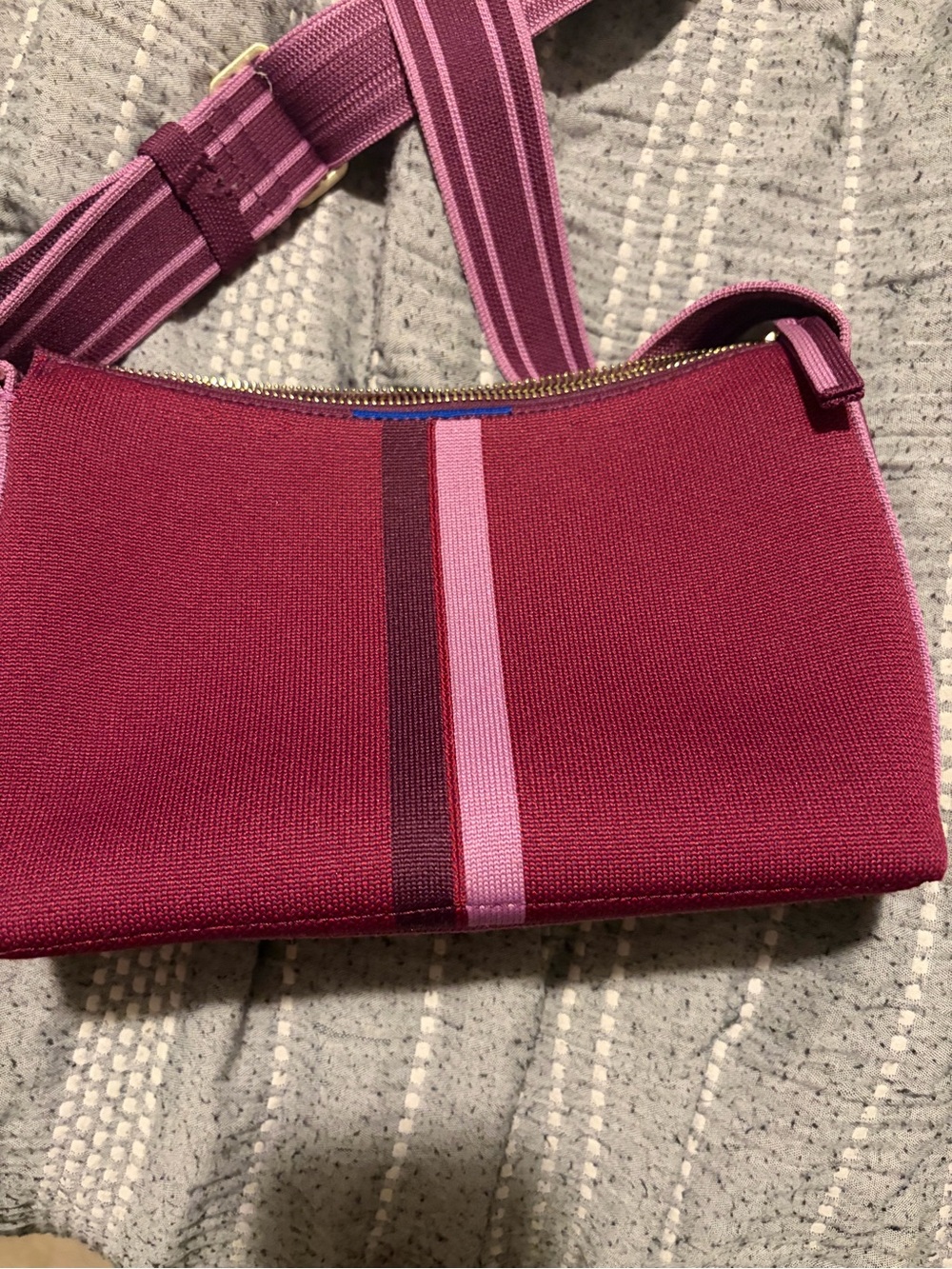 Rothy’s  Crossbody Bag in Berry with Stripe Detail - Picture 3 of 5